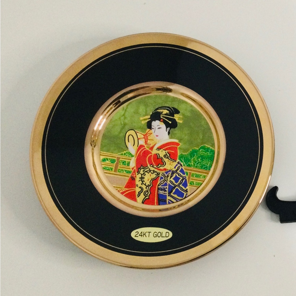 24KT Gold Edged Chokin Decorative Geisha Plate , Made in Japan 🇯🇵